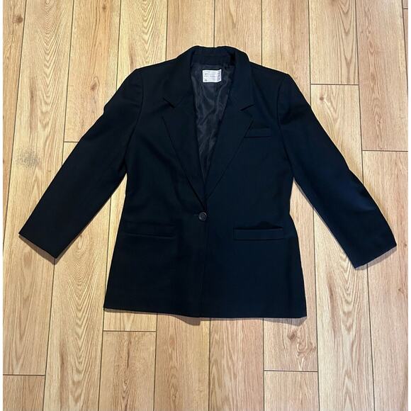 Vintage PENDLETON Black Petite Suit Blazer 100% Virgin Wool - Size 8 - Picture 3 of 11